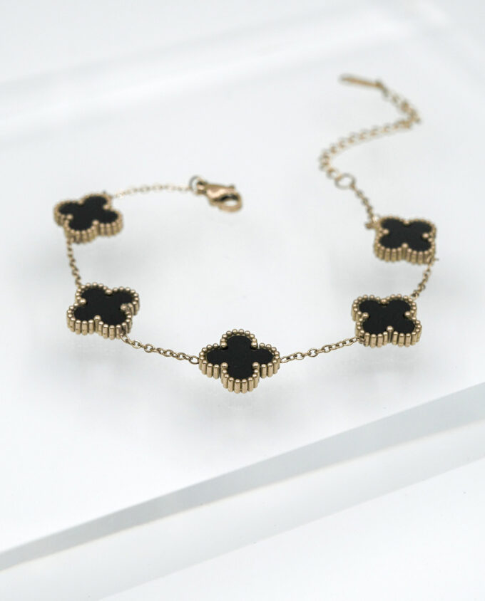 Gold Clover (B) Steel Bracelet