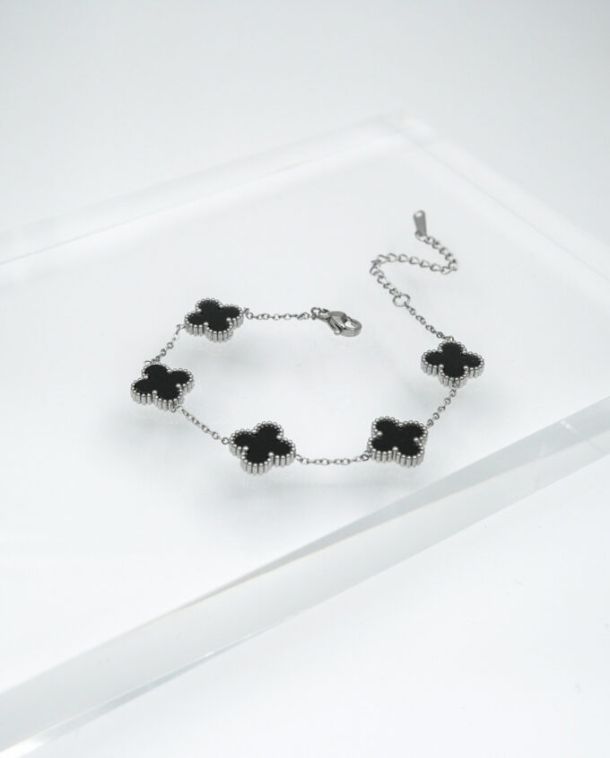 Silver Clover (B) Steel Bracelet