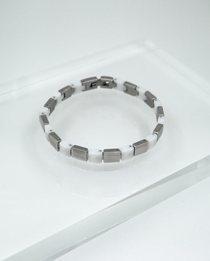 White Ceramic Steel Bracelet